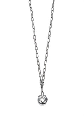 Lot 2106 - An 18 Carat White Gold Necklace, by Cartier, the pierced disk on a trace link chain, which can...