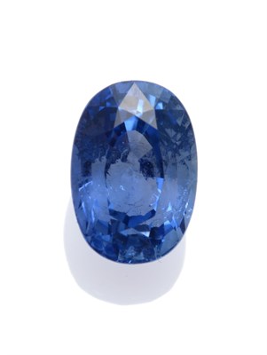 Lot 2111 - A Sapphire, the oval mixed cut sapphire weighs 2.90 carat approximately