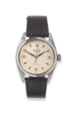 Lot 2113 - A Stainless Steel Centre Seconds Wristwatch, signed Rolex, Oyster, Precision, ref: 6426, 1963,...