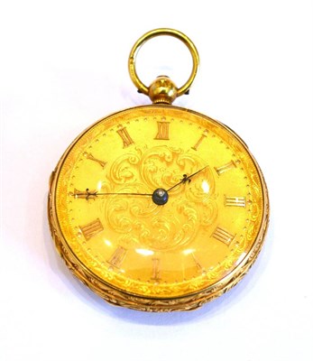 Lot 2142 - A Lady's 18ct Gold Fob Watch, 1845, lever movement, dial with applied Roman numerals, case with...