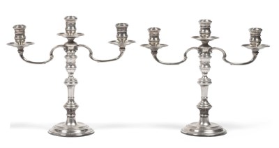 Lot 2235 - A Matched Pair of Elizabeth II Silver Candelabra, William Comyns & Sons Ltd, London 1969/71/72,...