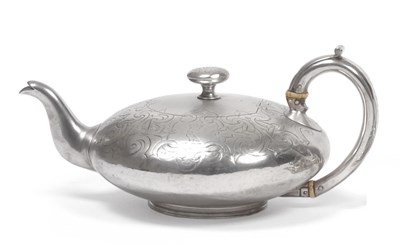 Lot 2240 - A Victorian Silver Teapot, Joseph Angell I & Joseph Angell II, London 1842, of compressed melon...