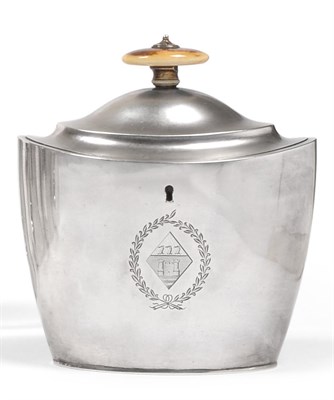 Lot 2246 - A George III Silver Tea Caddy, John Emes, London 1799, of bellied oval form with a hinged domed...