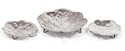 Lot 2248 - A Set of Three Victorian and Later Silver Naturalistic Dessert Dishes, Hukin & Heath (John...