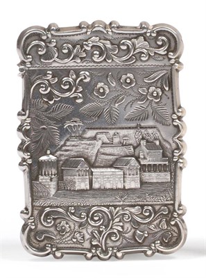 Lot 2255 - An American Silver Card Case, 19th century, rectangular, with views of Philadelphia Water Works and