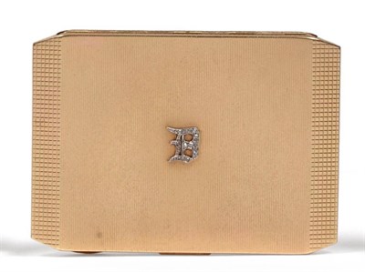 Lot 2258 - A 9ct Gold Compact, Asprey & Company Ltd, London 1939, rectangular with canted corner and all...