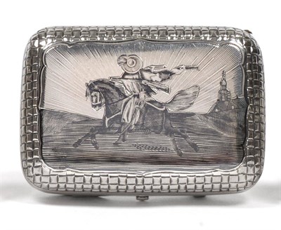 Lot 2262 - A Russian Silver Snuff Box, maker's mark not clear, Moscow 1879, the simulated basket weave box...