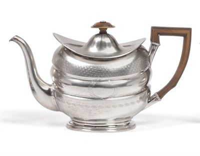 Lot 2274 - A George III Provincial Silver Teapot, Ann Robertson, Newcastle 1809, oval with typical...