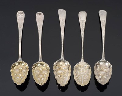 Lot 2292 - Two Pairs of George III Silver 'Berry Spoons', Richard Crossley & George Smith IV, London 1808,...