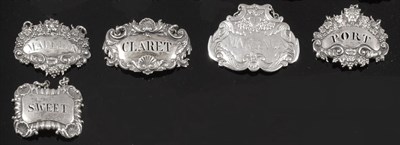 Lot 2326 - A George IV Leopard Motif Silver Wine Labels, Charles Rawlings & William Summers, London 1829, with