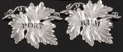 Lot 2331 - Two Similar William IV Silver Vine Shaped Wine Labels, Taylor & Perry, Birmingham 1833 and...