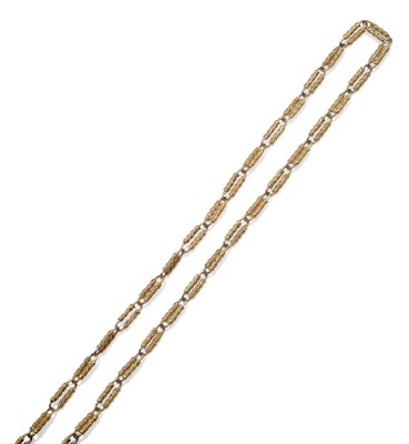 Lot 2027 - A Necklace, trombone links with a textured finish, length 114cm