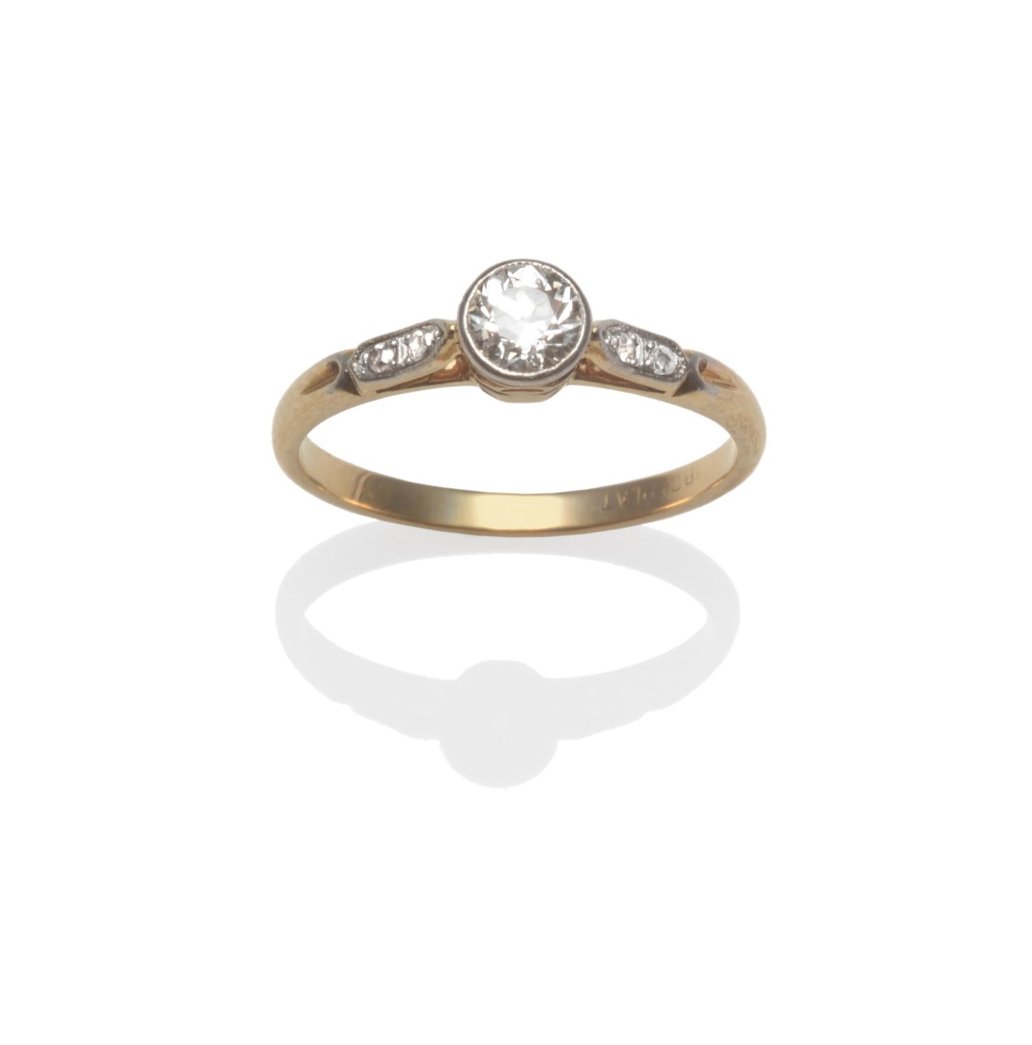 Lot 2059 - A Diamond Solitaire Ring, a round brilliant cut diamond in a white collet setting, to stone set...