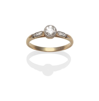 Lot 2059 - A Diamond Solitaire Ring, a round brilliant cut diamond in a white collet setting, to stone set...