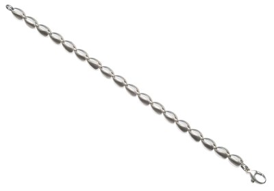 Lot 2137 - A 9 Carat White Gold Bracelet, of open centred loop links, one side matt, one side polished, length