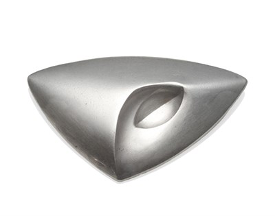 Lot 2176 - A Brooch, by Georg Jensen, of indented triangular form, numbered 473, measures 6cm by 3.6cm