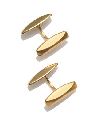 Lot 2220 - A Pair of Cufflinks, by Georg Jensen, the bevelled forms linked by a solid bar