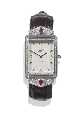 Lot 2225 - An 18ct White Gold Diamond Set Wristwatch, circa 2000, quartz movement, white dial, diamond set...