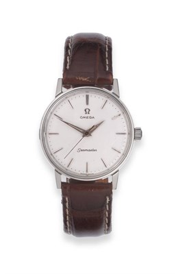 Lot 2228 - A Stainless Steel Centre Seconds Wristwatch, signed Omega, model: Seamaster, 1965, (calibre...