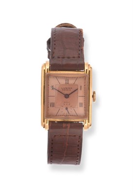 Lot 2246 - An 18ct Gold Wristwatch, signed Lusina, Geneve, circa 1948, lever movement, champagne coloured dial