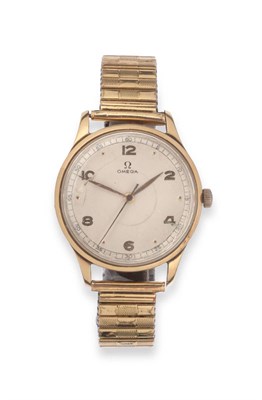 Lot 2260 - A 14ct Gold Centre Seconds Wristwatch, signed Omega, circa 1948, (calibre 280) lever movement...