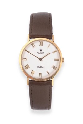 Lot 2271 - An 18ct Gold Wristwatch, signed Rolex, ref: 4112, model: Cellini, circa 2000, (calibre 1602)...