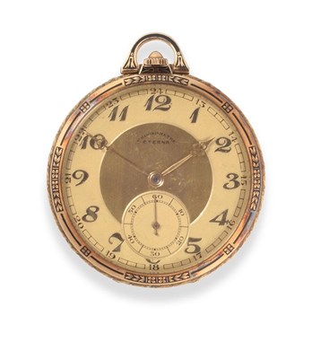 Lot 2276 - An Art Deco Enamel 14ct Gold Pocket Watch, signed Eterna, Chronometre, lever movement signed...