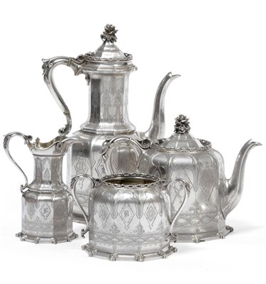 Lot 2300 - A Good Victorian Silver Plated Tea Service, Elkington & Co 1867, comprising coffee pot, teapot,...