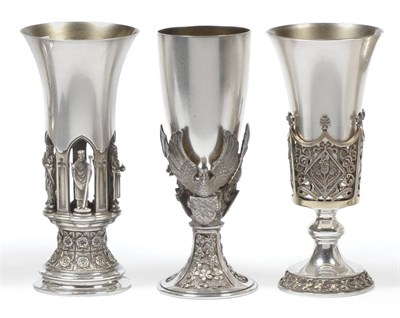 Lot 2304 - Three Commemorative Goblets, Hector Miller for Aurum, London 1985, made to order of the Lord Bishop