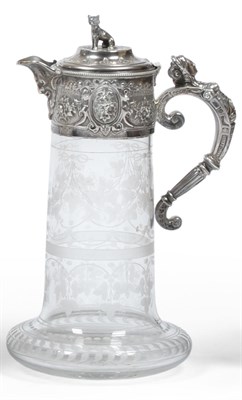 Lot 2313 - A Victorian Silver Mounted Claret Jug, Creswick & Co, Sheffield 1866, the tall cylindrical...