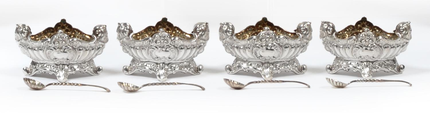 Lot 2317 - A Set of Four Victorian Rococo Revival Silver Salts, Josiah Williams & Co (George Maudsley...