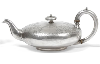 Lot 2332 - A Victorian Silver Teapot, Joseph Angell I & John Angell I, London 1839, of compressed melon shape