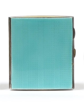 Lot 2337 - An Art Deco Silver and Turquoise Enamel Cigarette Case, W T Toghill & Co, Birmingham 1928,...