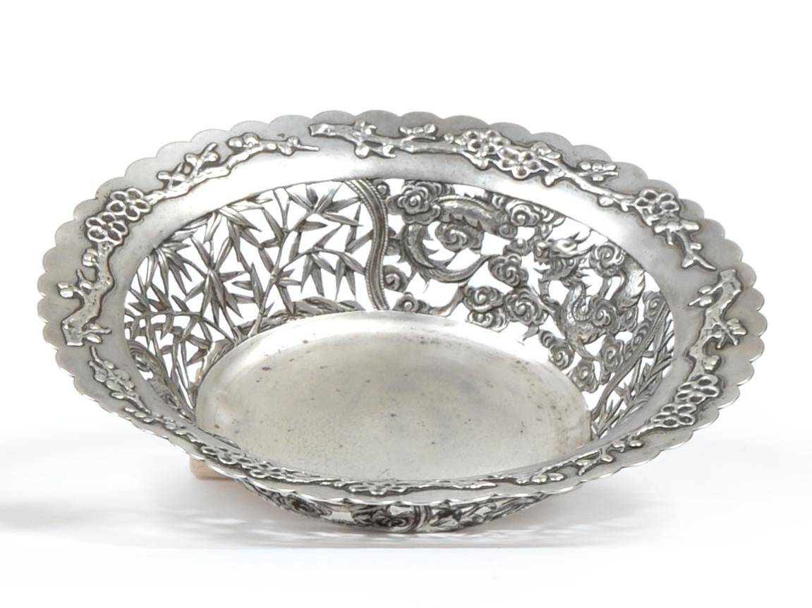 Lot 2340 - A Chinese Export Silver Dish, Hone Wo, Hong Kong circa 1900, circular with a shaped edge, the...