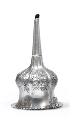 Lot 2341 - A Geroge IV Silver Wine Funnel, William Fountain, London 1824, the lobed bowl with six panels, each