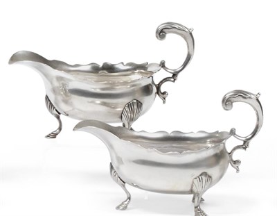 Lot 2353 - A Pair of George II Silver Sauce Boats, William Shaw & William Priest, London 1754, with shaped...