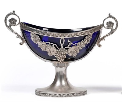 Lot 2355 - A Continental Silver Bon Bon Dish, indistinctly marked, in the form of a basket with fruiting vines