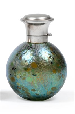 Lot 2365 - A Silver Mounted Isle of Wight Glass Scent Bottle, maker's mark WW, London 2002, the globular...