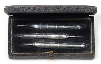 Lot 2369 - A Set of Three George VI Silver Darts, maker's mark worn, London 1937, with steel point, ribbed...