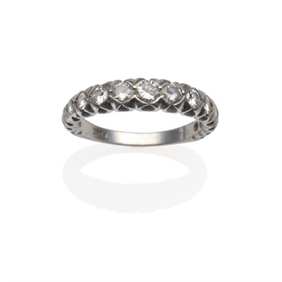 Lot 2001 - A Diamond Half Hoop Eternity Ring, set with graduated round brilliant cut diamonds in white...