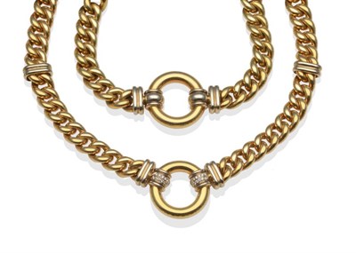 Lot 2032 - An 18 Carat Gold and Diamond Necklace and Bracelet Set, by Signoretti, formed of two sections...