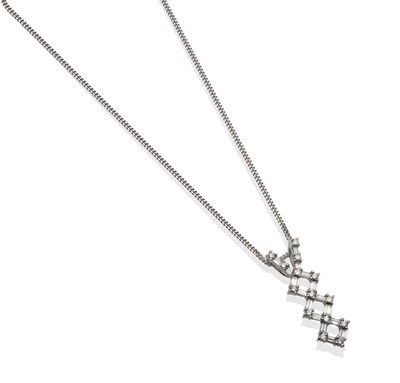 Lot 2133 - A Fancy Diamond Pendant On Chain, the lattice form pendant with round brilliant cut and...