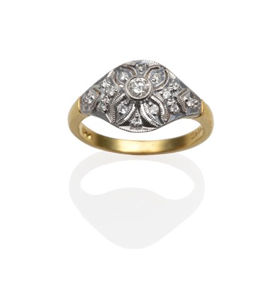 Lot 2159 - An 18 Carat Gold Diamond Cluster Ring, with a central round brilliant cut diamond within a...