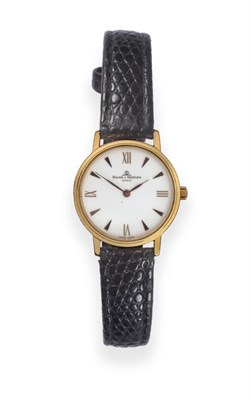 Lot 2165 - A Lady's 18ct Gold Wristwatch, signed Baume & Mercier, circa 2000, quartz movement, white dial with