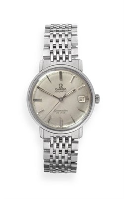 Lot 2177 - A Stainless Steel Automatic Calendar Centre Seconds Wristwatch, signed Omega, model: Seamaster...