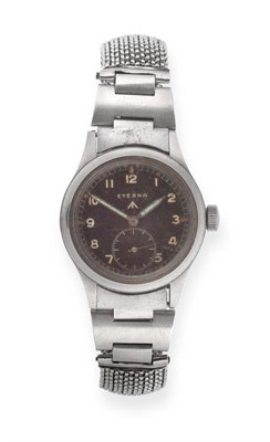 Lot 2178 - A Stainless Steel Military Wristwatch, signed Eterna, circa 1945, (calibre 520) lever movement...