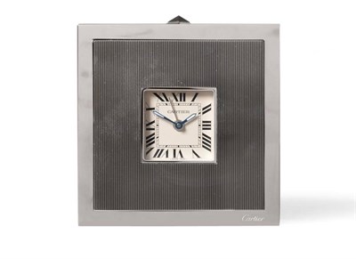 Lot 2201 - An Art Deco Style Alarm Travelling Timepiece, signed Cartier, circa 2010, quartz movement,...