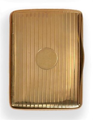 Lot 2208 - A Continental 14ct Gold Cigarette Case, bears marks, rounded rectangular with engine turned...