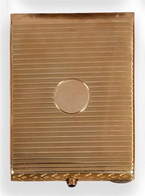 Lot 2209 - A Continental 14ct Gold Cigarette Case, bears marks, rectangular with engine turned decoration,...