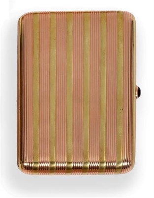 Lot 2211 - A Continental 14ct Gold Cigarette Case, bears marks, rounded rectangular with alternating...